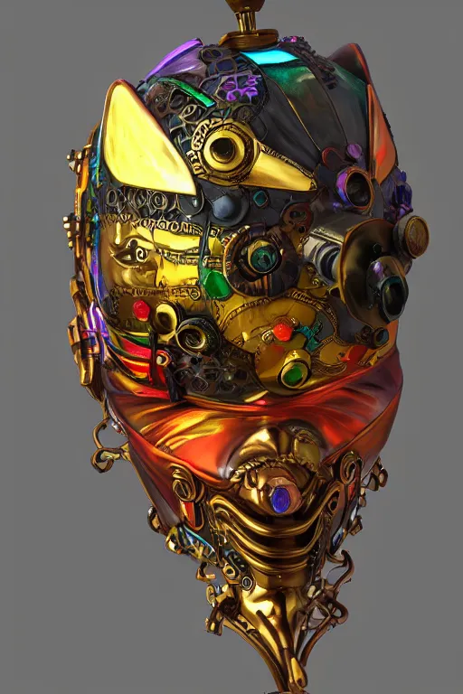 Image similar to colorful vivid steampunk mask minimalist fantasy art robot ninja helmet, global illumination ray tracing hdr fanart arstation by sung choi and eric pfeiffer and gabriel garza and casper konefal