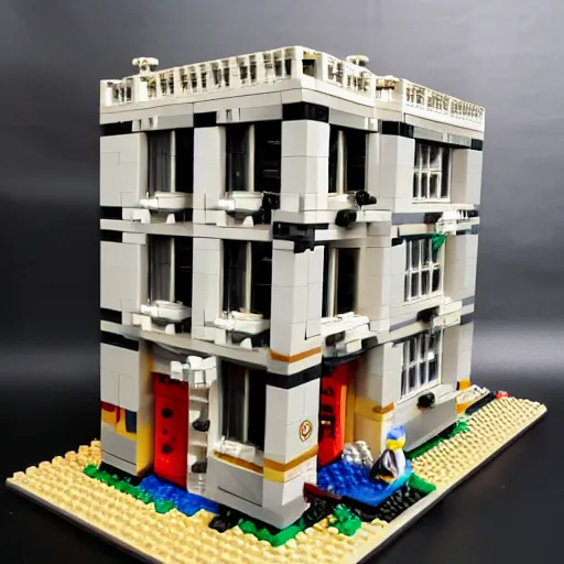 Prompt: a lego set based off of watergate