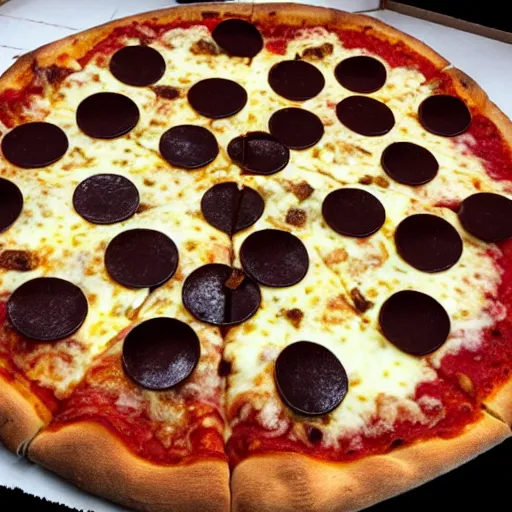 Image similar to pizza in space