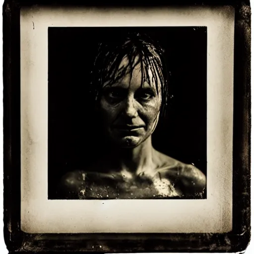 Prompt: An abstract wet-collodion portrait