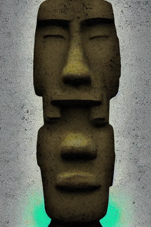 Prompt: moai statue popart slap face caricature cartoon graffity street digital artstation colorful vibrant beeple, by thomas kinkade