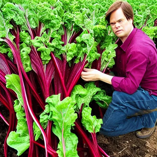 Image similar to dwight schrute farming beets, ultrarealistic