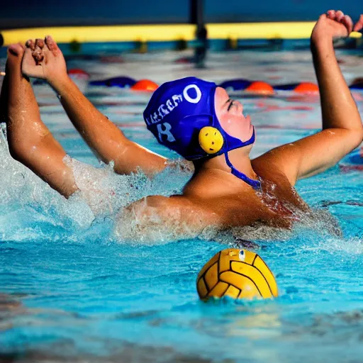 Prompt: water polo played with humans and hippopotamuses. sports photograph.