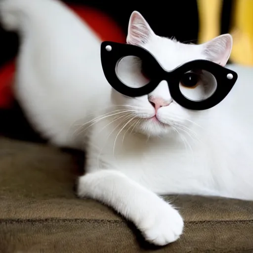 Image similar to stylish white cat wearing black goggles