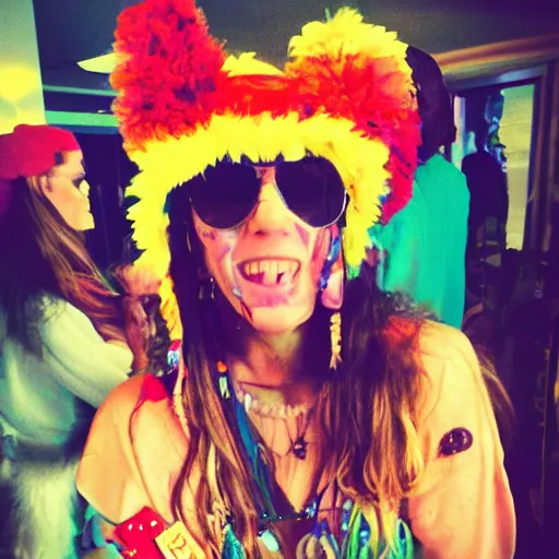 Image similar to party animal with a hippie custume
