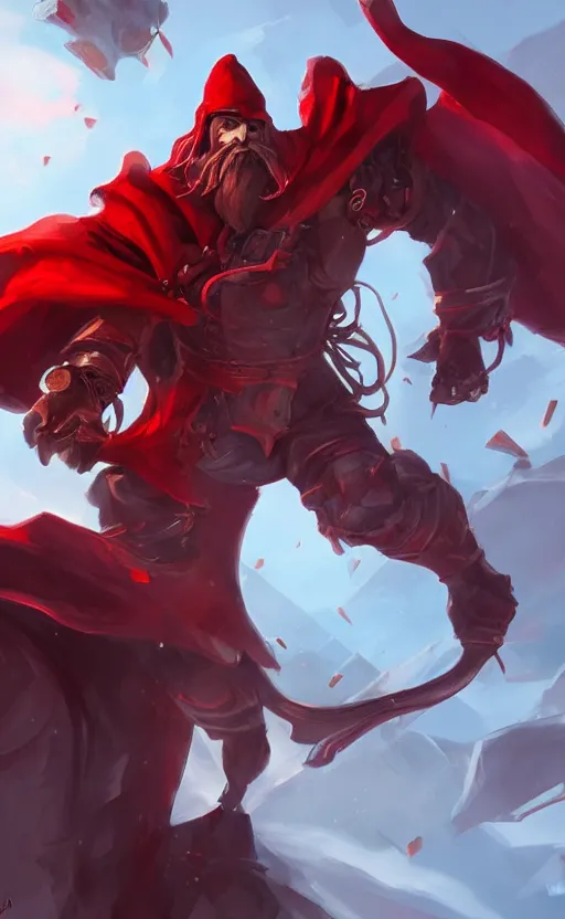 Prompt: a mindblowing red wizard, chad, handsome, super buff and cool, very detailed, sharp, matte, concept art, illustration, digital art, overwatch style, dnd,