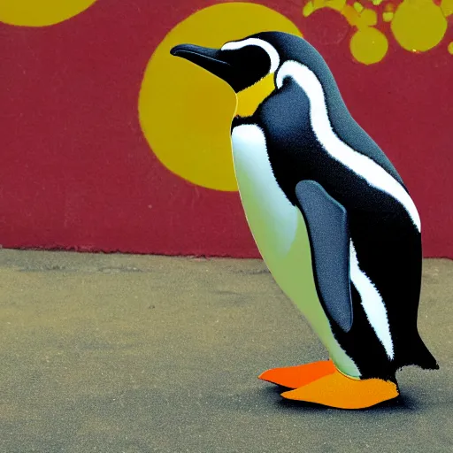 Image similar to a penguin having an acid trip
