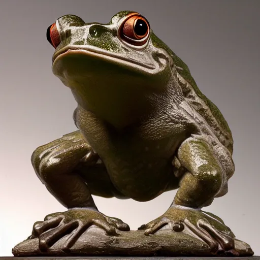 Image similar to greek statue of a buff frog