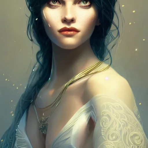 Image similar to Portrait of a beautiful magic woman, character design, fantasy, intricate, cinematic lighting, highly detailed, digital painting, artstation, concept art, smooth, sharp focus, illustration, art by WLOP and Ross Tran