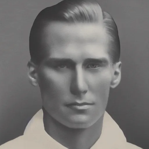 Image similar to A photograph portrait of Jerma985 with slicked back hair in the early 1900s, taken in the early 1900s, grainy, taken on a early 1900s Kodak Camera, realistic, hyperrealistic, very realistic, highly detailed, very detailed, extremely detailed, detailed, digital art, trending on artstation