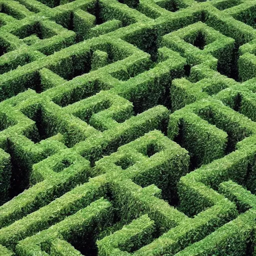 Prompt: aerial view of an impossible hedge maze, detailed, epic