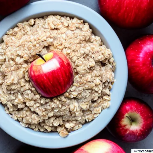 Prompt: apple made out of oatmeal