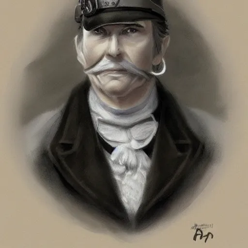 Image similar to a clean shaven confederate general with puffy black sideburns and a square face, an english man, dnd character art, painting by artgerm and ed binkley