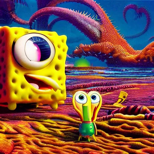 Prompt: ridley scott spongebob, epic, cinematic shot, 8k, by Bruce Pennington, sharp focus, highly detailed, saturated