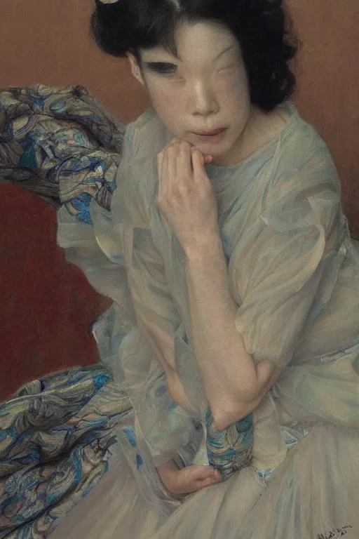 Image similar to portrait of beautiful japanese prima ballerina, by donato giancola and berthold woltze.