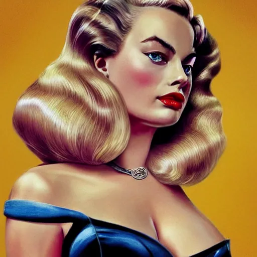 Prompt: Margot Robbie as a pinup girl