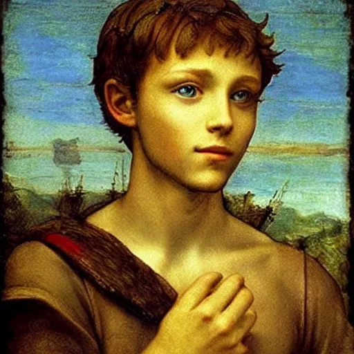 Prompt: Peter pan as a Renaissance painting by Leonardo DaVinci