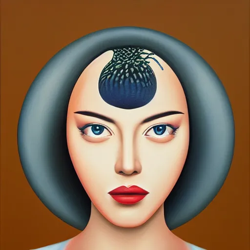 Prompt: a painting of a woman, an ultrafine detailed painting by rafal olbinski, behance contest winner, pop surrealism, detailed painting, very detailed, minimalist, airbrush art