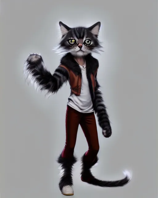 Image similar to character concept art of a young male anthropomorphic furry cat | | cute - fine - face, pretty face, key visual, realistic shaded perfect face, fine details by stanley artgerm lau, wlop, rossdraws, james jean, andrei riabovitchev, marc simonetti, and sakimichan, trending on artstation