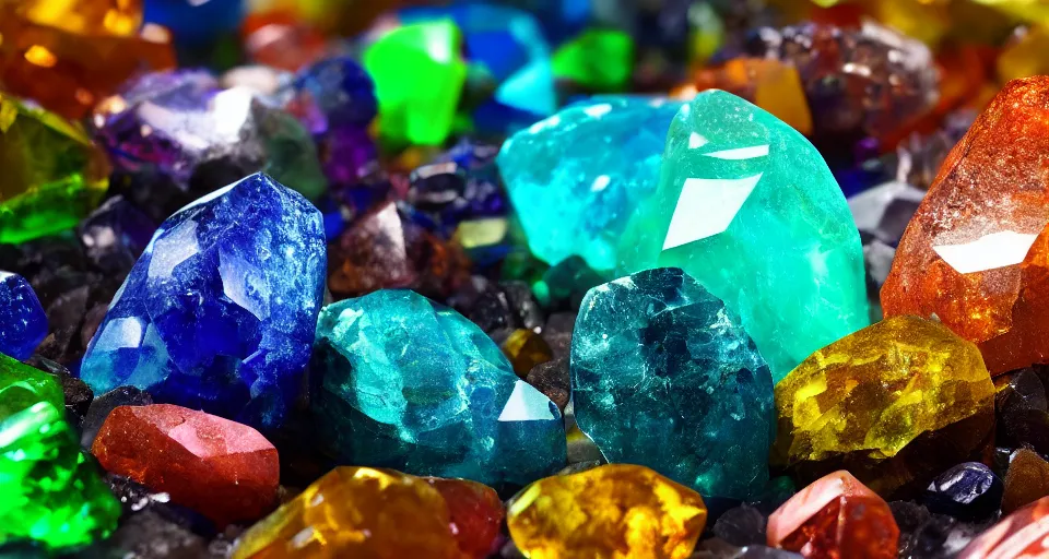 Prompt: gemstones minerals, studio background, realistic highly detailed, 8k post-processing highly detailed, rendered by octane engine