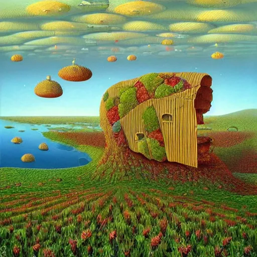 Image similar to a painting of a landscape, a surrealist painting by jacek yerka, cgsociety, fantastic realism, surrealist, detailed painting