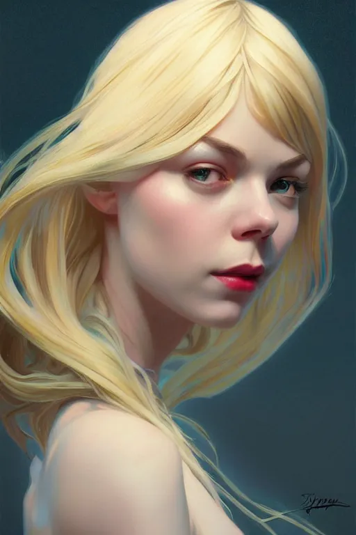 Prompt: gwen stacy, fantasy, portrait, sharp focus, intricate, elegant, digital painting, artstation, matte, highly detailed, concept art, illustration, ambient lighting, art by ilya kuvshinov, artgerm, Alphonse mucha, and Greg Rutkowski