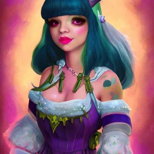 Image similar to melanie martinez as a world of warcraft character, night elf