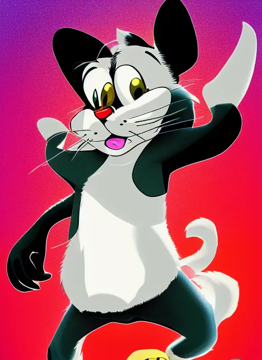 Image similar to Portrait of Christian Bale in the style of cartoon Tom and Jerry. 8k Resolution