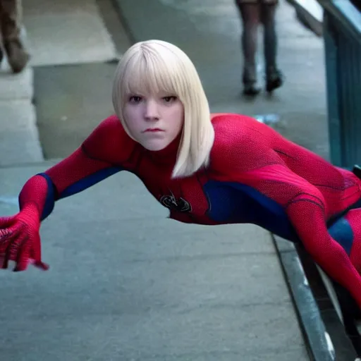 Image similar to spider man 3 scene of gwen stacy is spider gwen