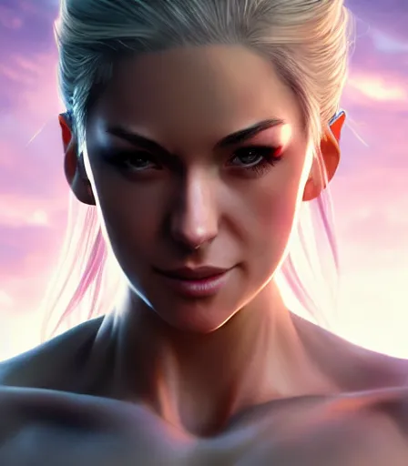 Prompt: beautiful portrait of a gorgeous personal trainer who looks like Sonya Blade , character design by charlie bowater, ross tran, artgerm, and makoto shinkai, detailed, soft lighting, rendered in octane