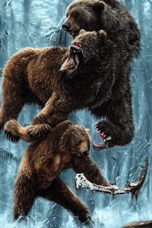 Image similar to Predator fighting a bear highly detailed artstation