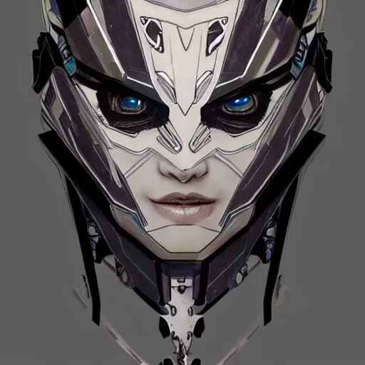 Prompt: a female transformer with a face tattoo, hollow eyes, very symmetrical face, highly detailed, by steven zavala, by matt tkocz, by shane baxley, metal gear solid, transformers cinematic universe, pinterest, deviantart, artstation, concept art world _ h 7 5 0