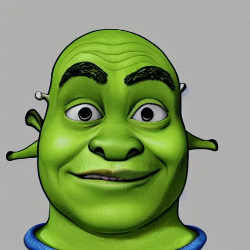 Image similar to shrek with buzz cut pencil sketch, colored