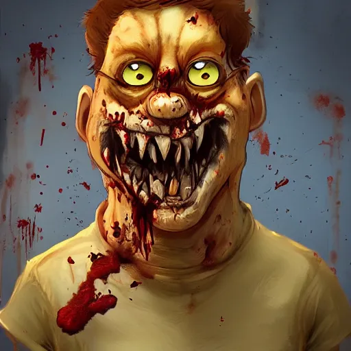 Prompt: a zombie Garfield, by WLOP, horror, wounds, bloody, dark fantasy, trending on artstation