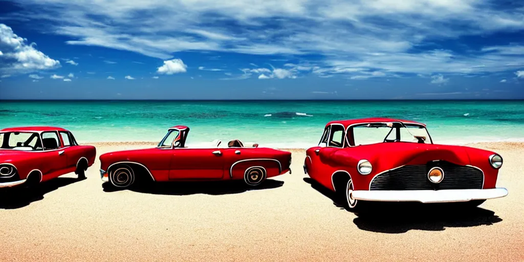 Image similar to vintage cars on a beach