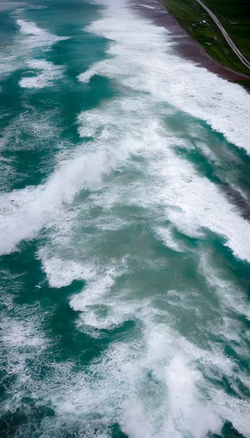 Image similar to colour pentax photograph of high fantasy storm surge barriers from an aerial view. extremely epic!!!