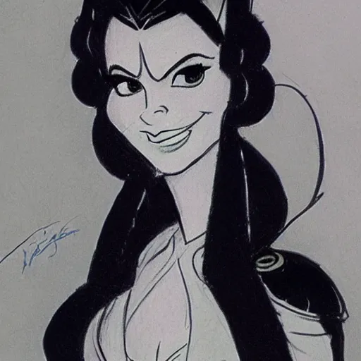 Image similar to milt kahl sketch of victoria justice as princess padme from star wars episode 3