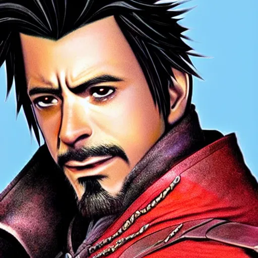 Image similar to Auron from Final Fantasy X played by Robert Downy Jr