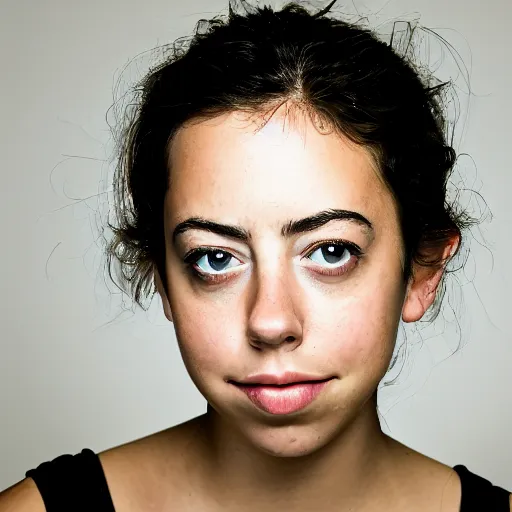 Image similar to a masterpiece portrait photo of a beautiful young woman who looks like a israeli aubrey plaza