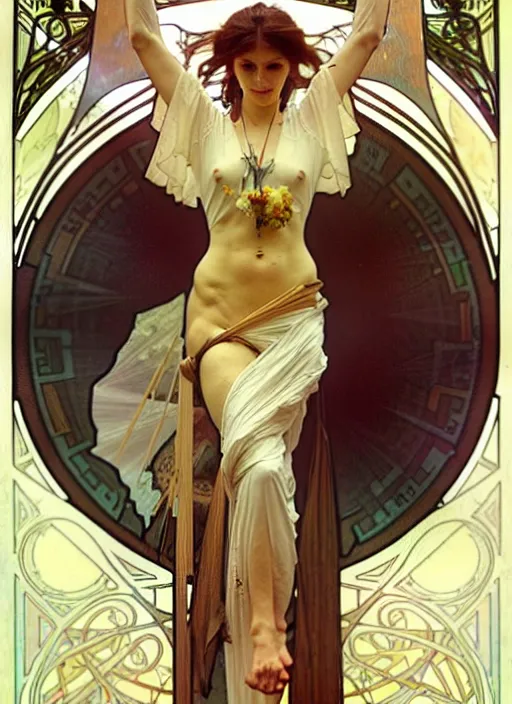 Image similar to September 1 is the day of knowledge, Greg Rutkowski and Alphonse Mucha, masterpiece