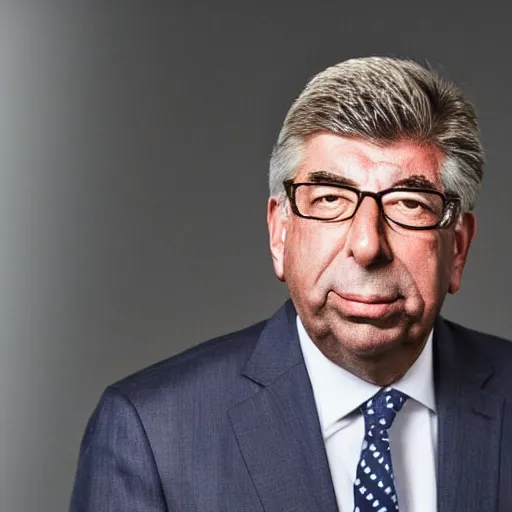 Image similar to [portrait of Patrick Balkany as the president of the European Union, close-up, official photoshoot]