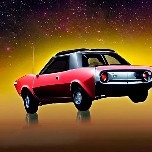 Prompt: An AMC Gremlin floating in space.