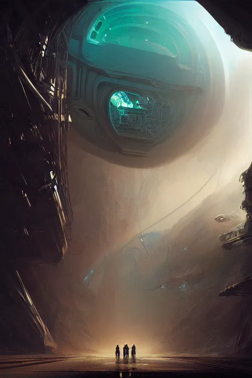 Prompt: alien the eight passenger and the architects, intricate, elegant, volumetric lighting, scenery, digital painting, highly detailed, artstation, sharp focus, illustration, concept art, luis rollo, ruan jia, steve mccurry, john berkey