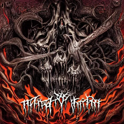 Prompt: hyperdetailed artstation death metal album cover