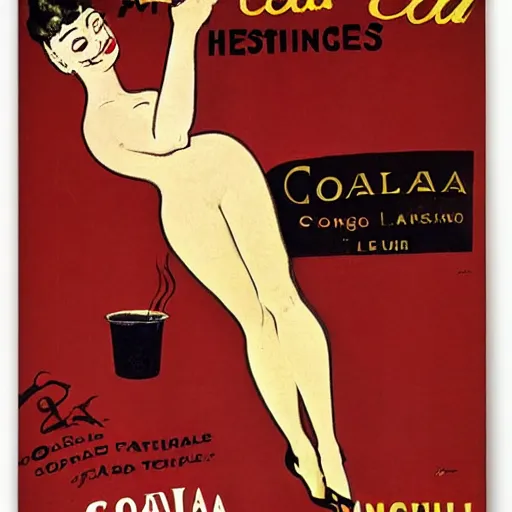 Prompt: an advertisement for coka - cola by henri toulouse lautrec