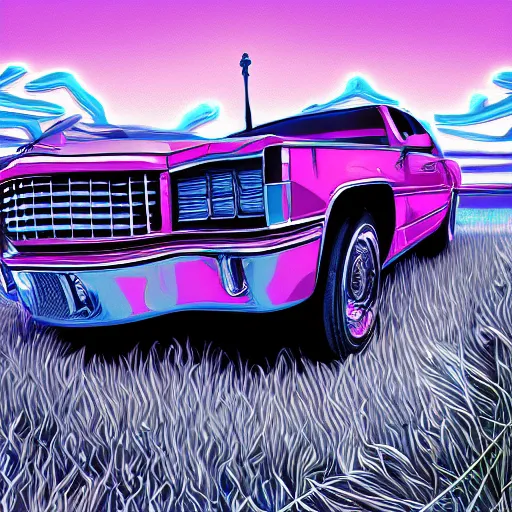 Prompt: southern playalistic Cadillac music, digital painting, 4k wallpaper