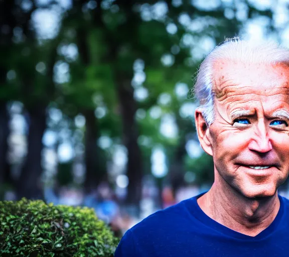 Image similar to award winning 5 5 mm close up portrait color photo of super saiyan biden, in a park by luis royo. soft light. sony a 7 r iv