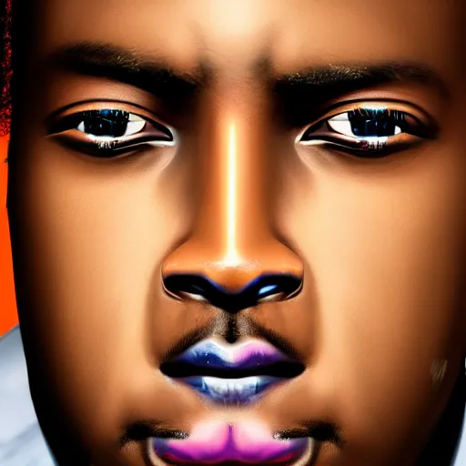 Image similar to synthwave, chromaatic, Juice WRLD face closeup, very detailed, detailed face, 4k