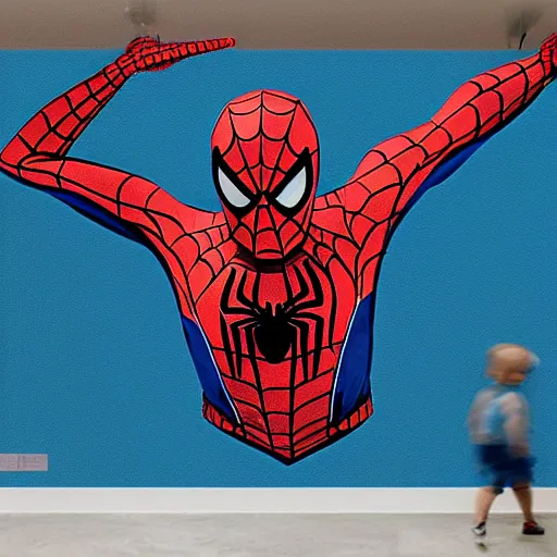 Prompt: spider man as a mural sculpture