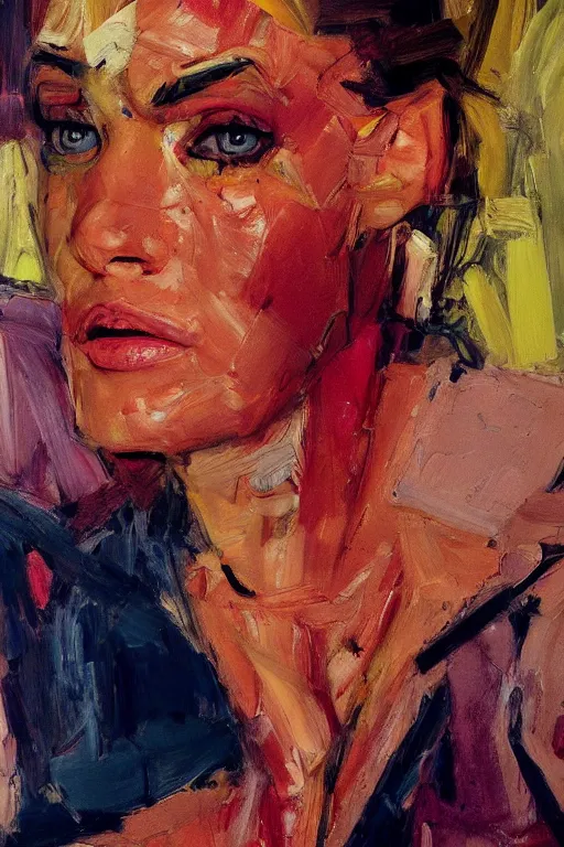 Image similar to hyperrealism close-up pretty woman portrait by Frank Auerbach photo, Vogue, by Alejandro Jodorowsky